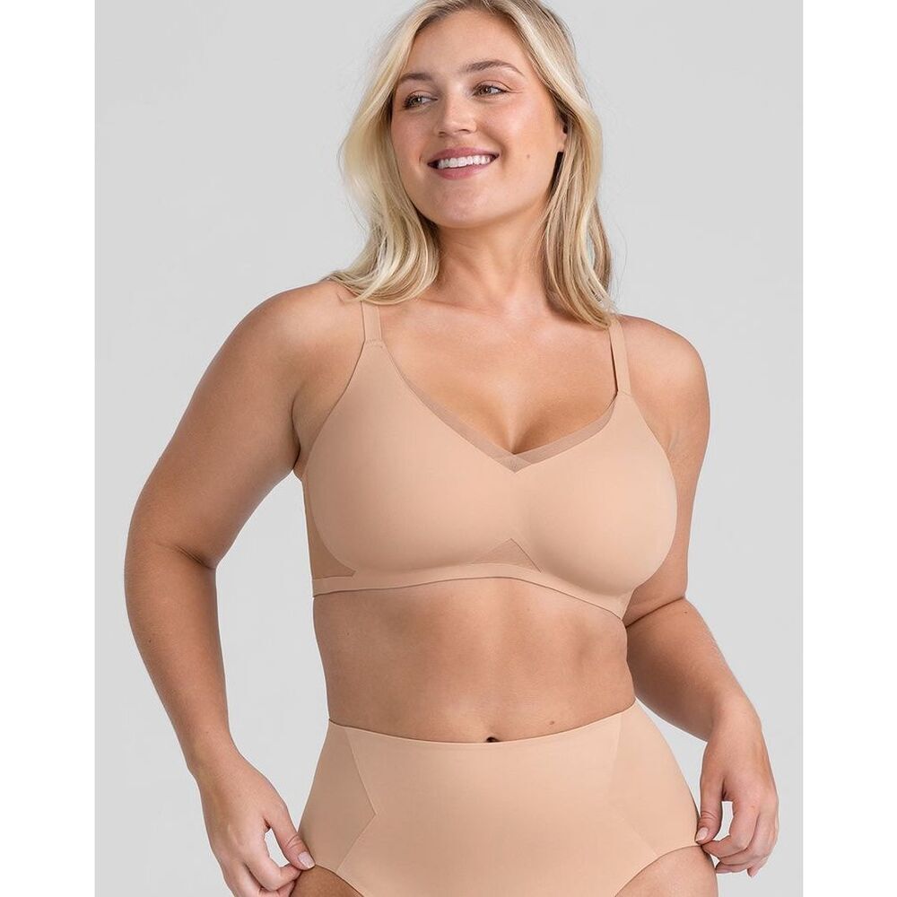 Honeylove CrossOver Runway Bra size L 38B 38C Sand Tan